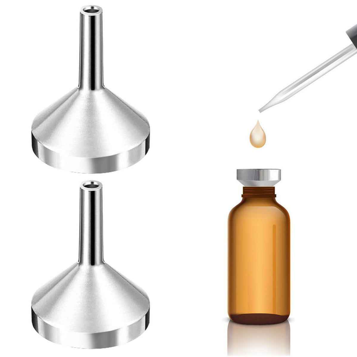 2x Edelstahl Mini Trichter – 18mm Fülltrichter für Küche & Kosmetik