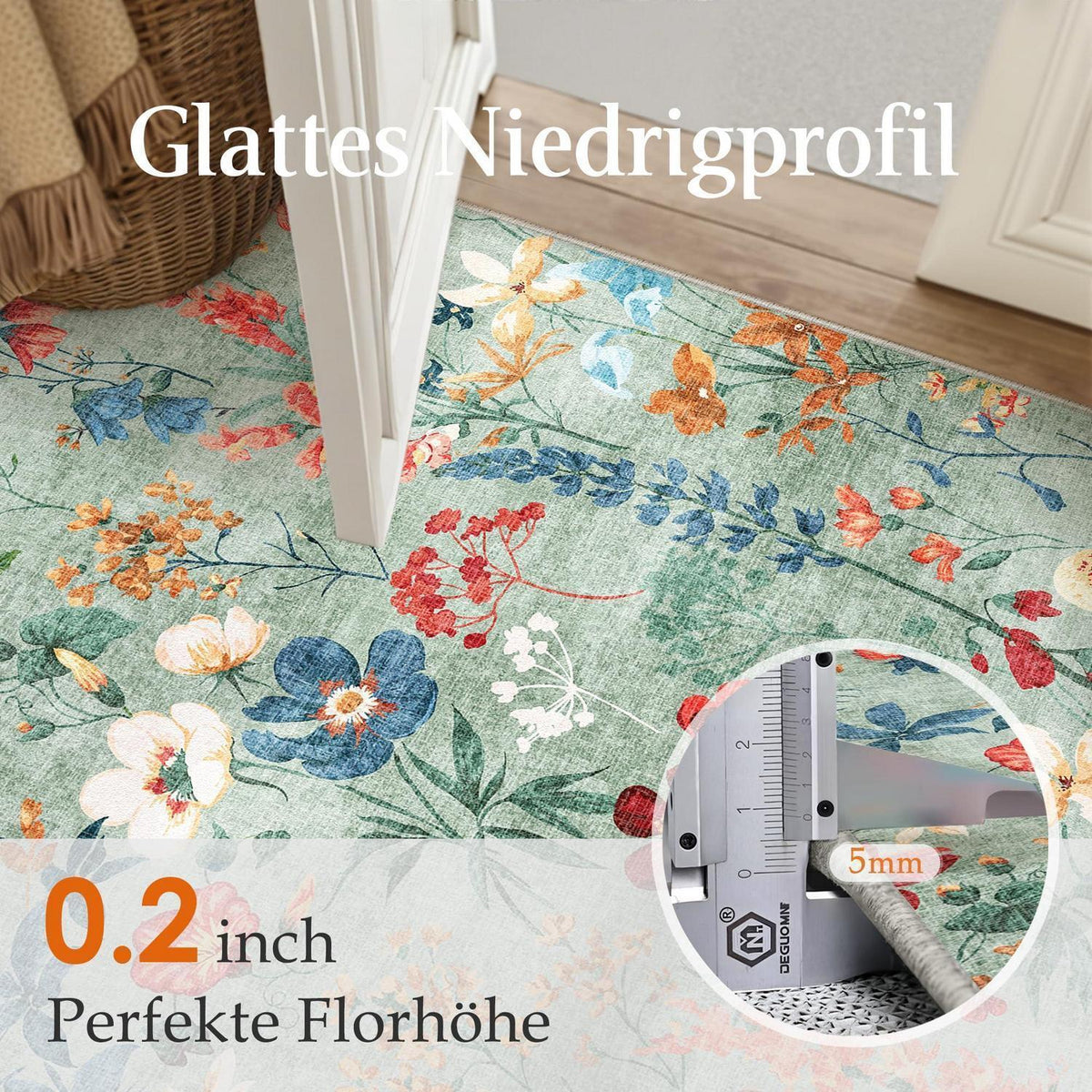 Grüner Läufer Teppich 60x240cm – Waschbar & Rutschfest