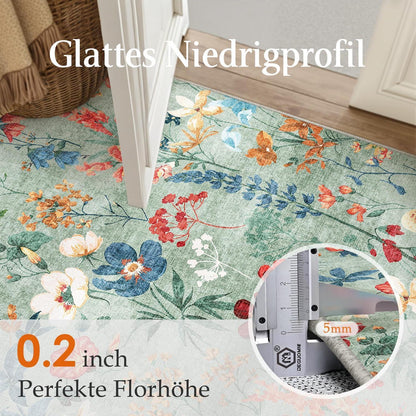 Grüner Läufer Teppich 60x240cm – Waschbar & Rutschfest