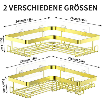 Duschablage Gold Eckregal ohne Bohren 2 Stück Edelstahl