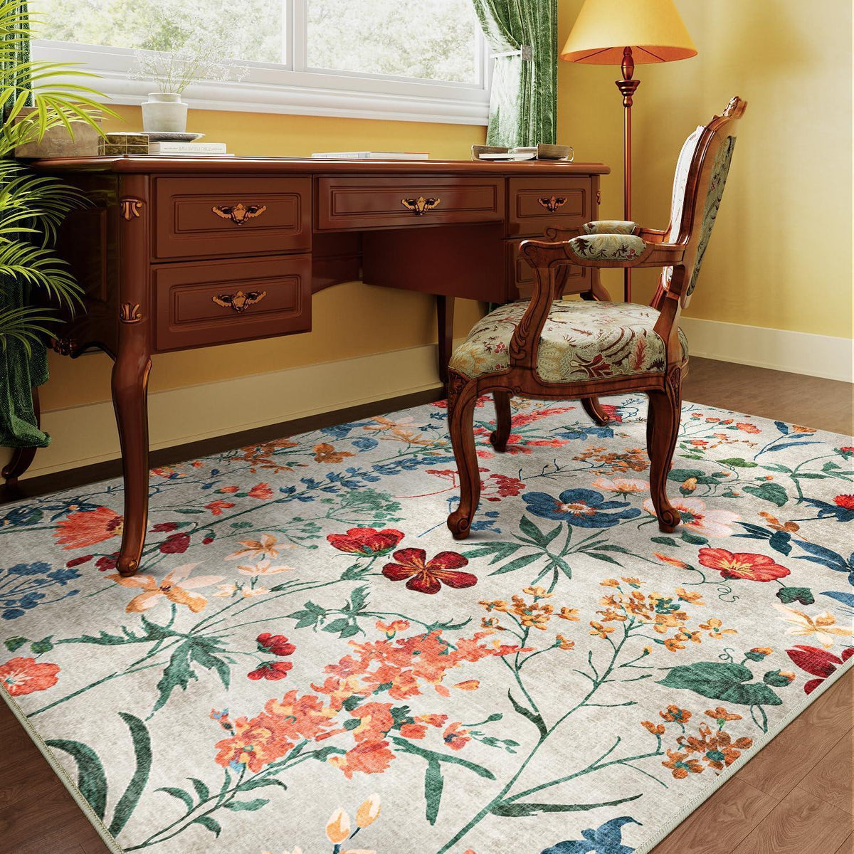 Wohnzimmerteppich 240x300cm Beige – Waschbarer Rechteck Teppich