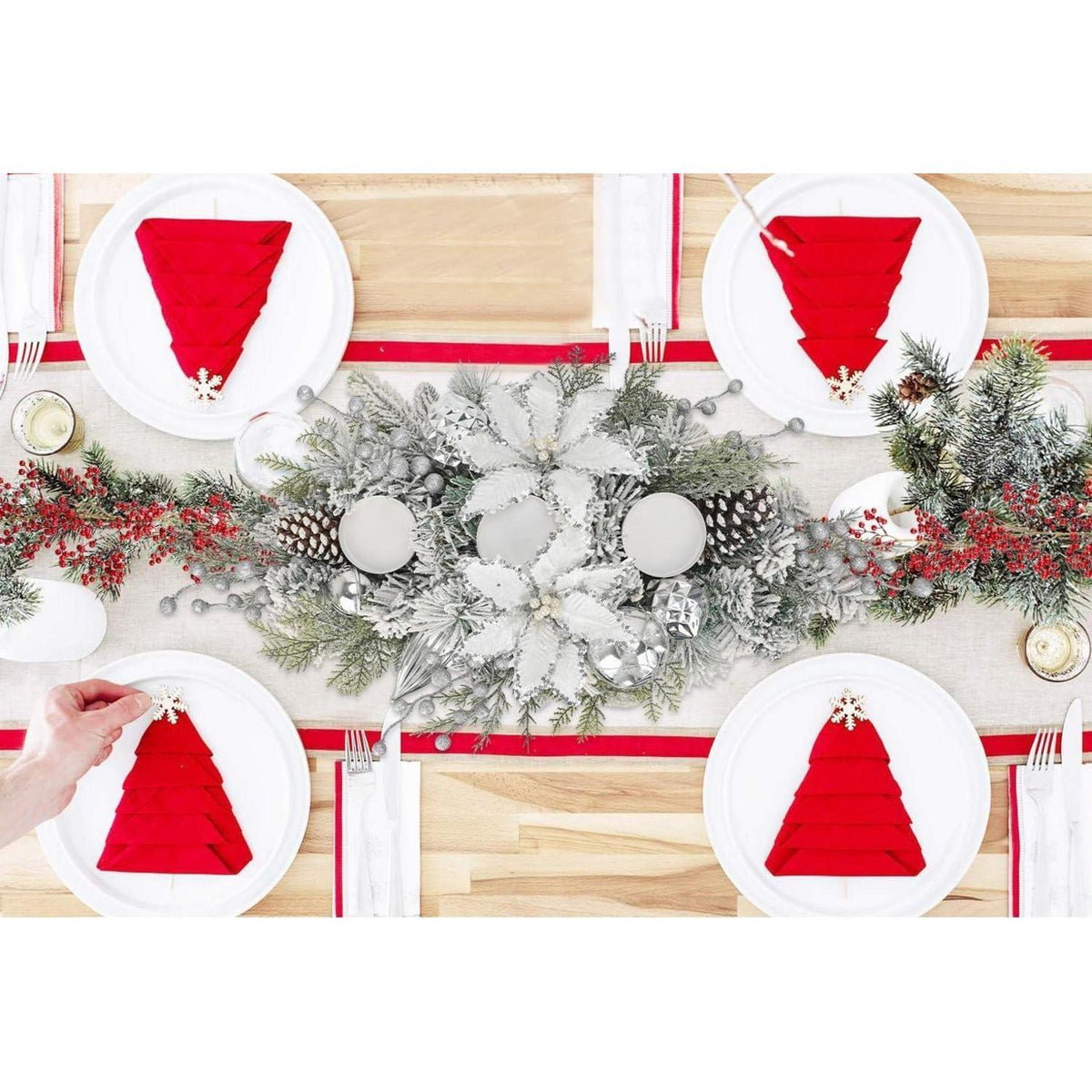 Weihnachts Tropfengirlande Silber-Weiß – Festliche Deko für Tür & Kamin