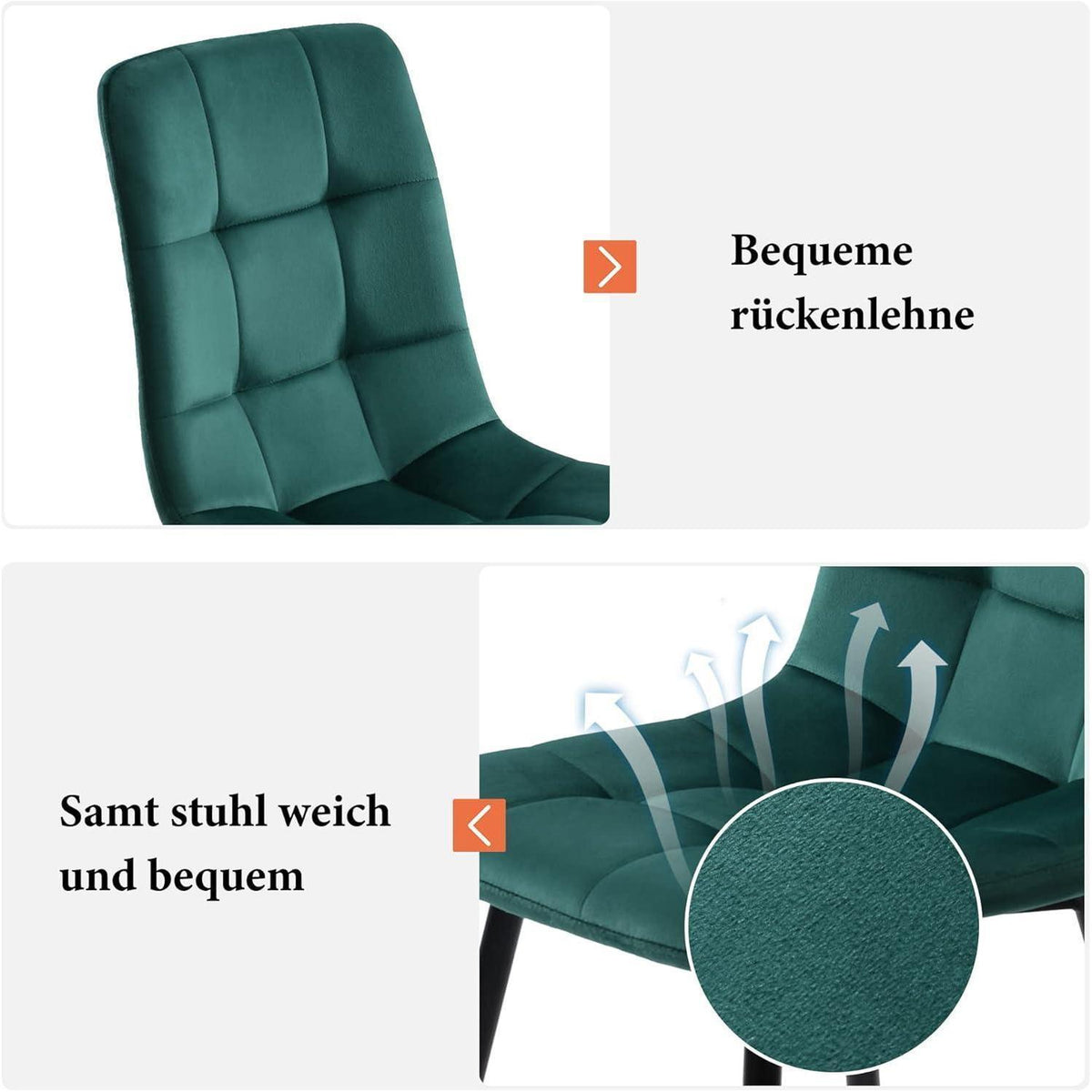 Essgruppe 5-tlg. Modernes Esszimmer-Set mit Samtstühlen