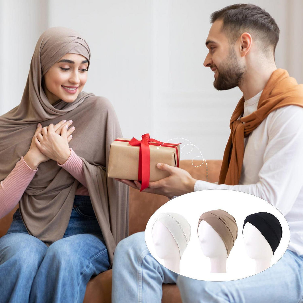 3er Set Baumwoll-Kopftücher für Damen, weich & verstellbar