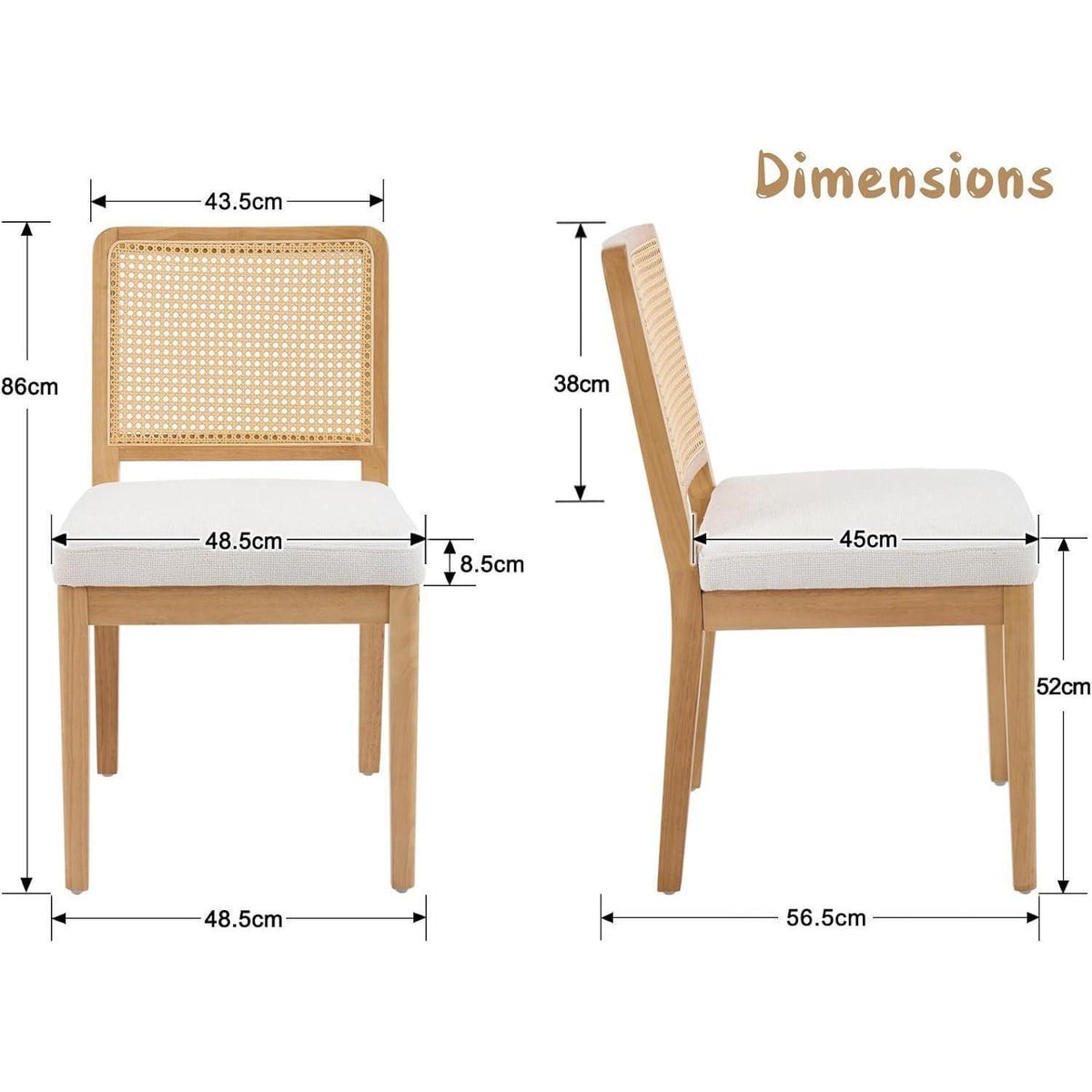Esszimmerstühle 2er Set Chenille Rattan Weiß