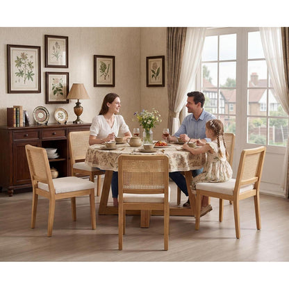 Esszimmerstühle 2er Set Chenille Rattan Weiß