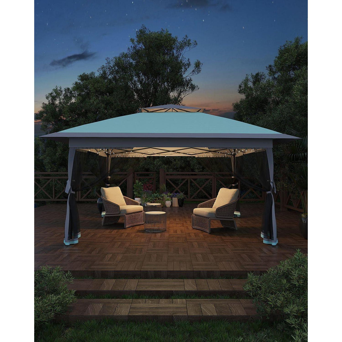 Faltpavillon 3x3m mit Moskitonetz & Seitenteilen – Wasserdicht & Stabil