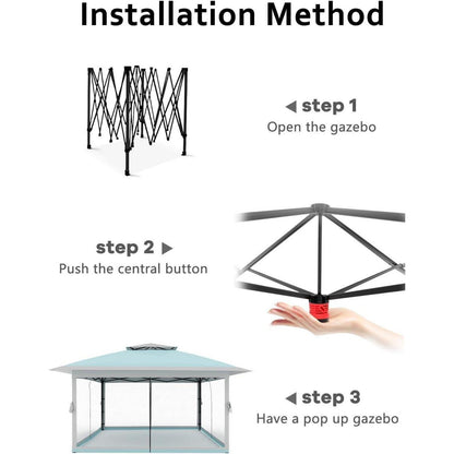 Faltpavillon 3x3m mit Moskitonetz & Seitenteilen – Wasserdicht & Stabil