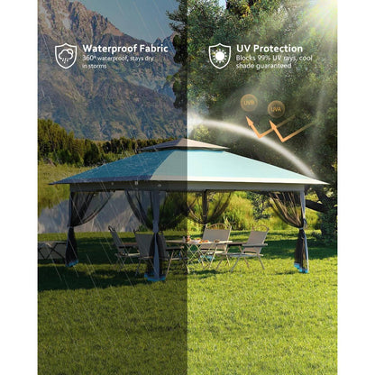 Faltpavillon 3x3m mit Moskitonetz & Seitenteilen – Wasserdicht & Stabil