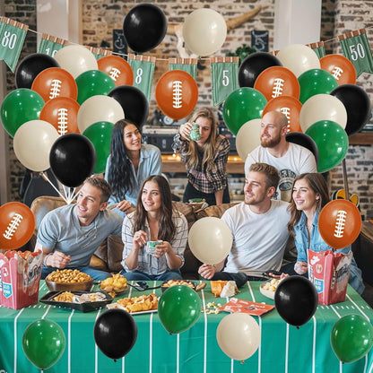 Fußballballons 30cm Dunkelgrün Schwarz Orange 35 Stück