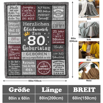 80. Geburtstag Geschenk für Mann - Kuscheldecke 200x150cm Jahrgang 1945