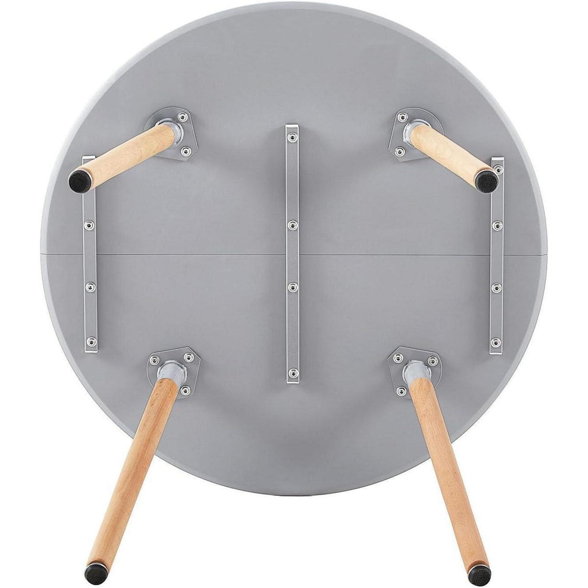 Esszimmergruppe Grau & Schwarz: Runder Tisch (80cm) + 4 Stühle
