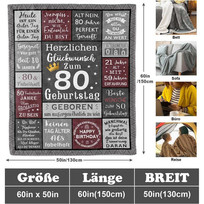 Geburtstagsdecke 90. Geburtstag Mann – Kuschelig & Personalisiert 150x130cm