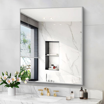 Moderner Badezimmerspiegel mit Metallrahmen – 76x91 cm Wandspiegel
