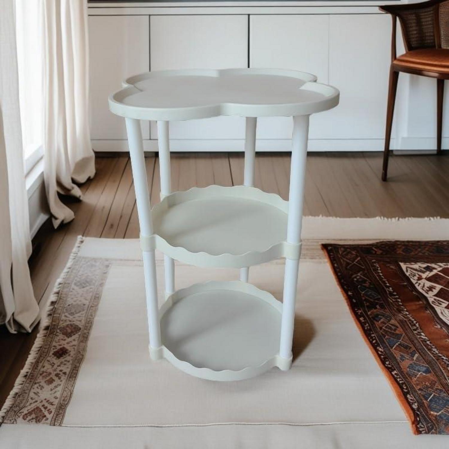 Weißer Beistelltisch 34 cm rund für Schlafzimmer und Wohnzimmer