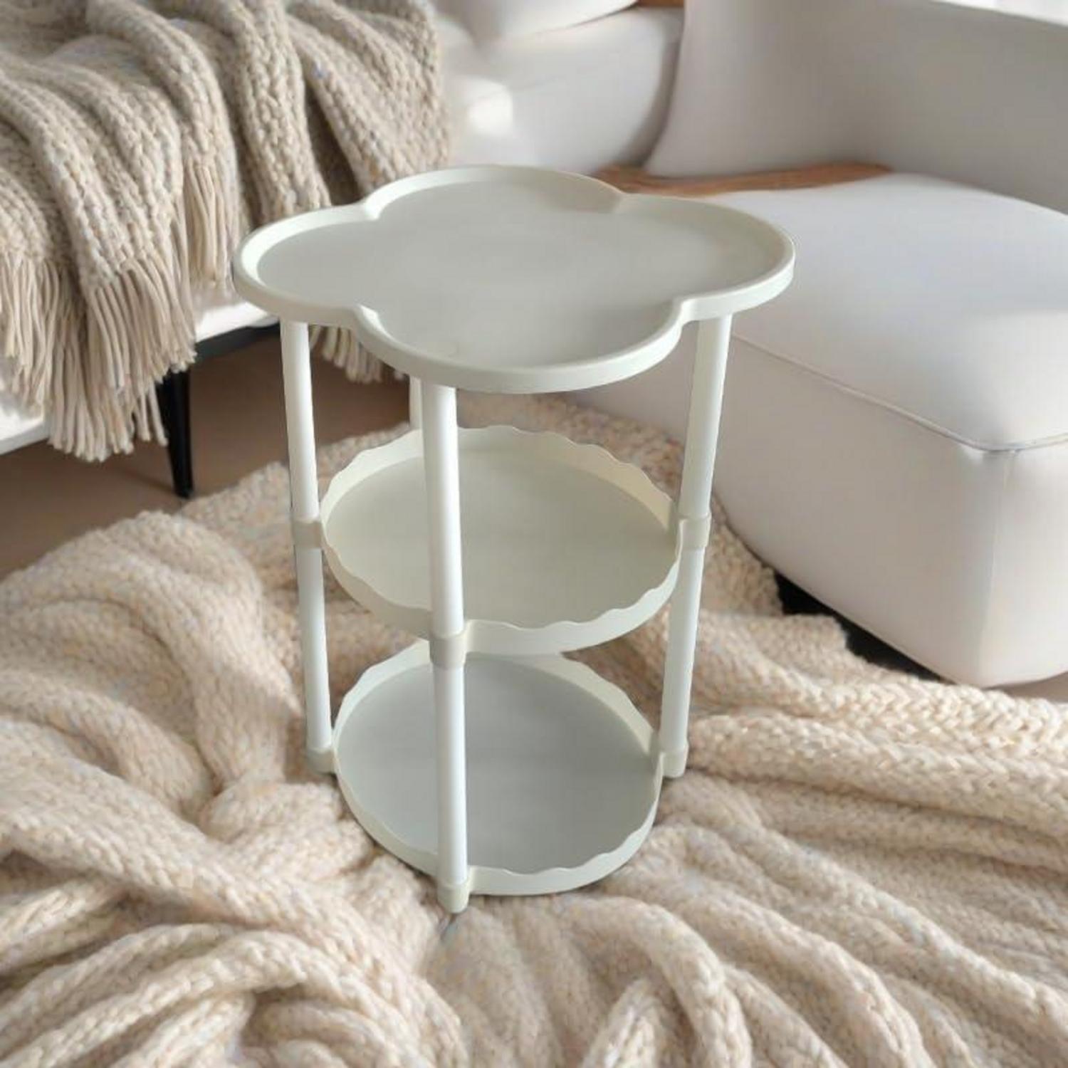 Weißer Beistelltisch 34 cm, Endtisch für Schlafzimmer & Wohnzimmer