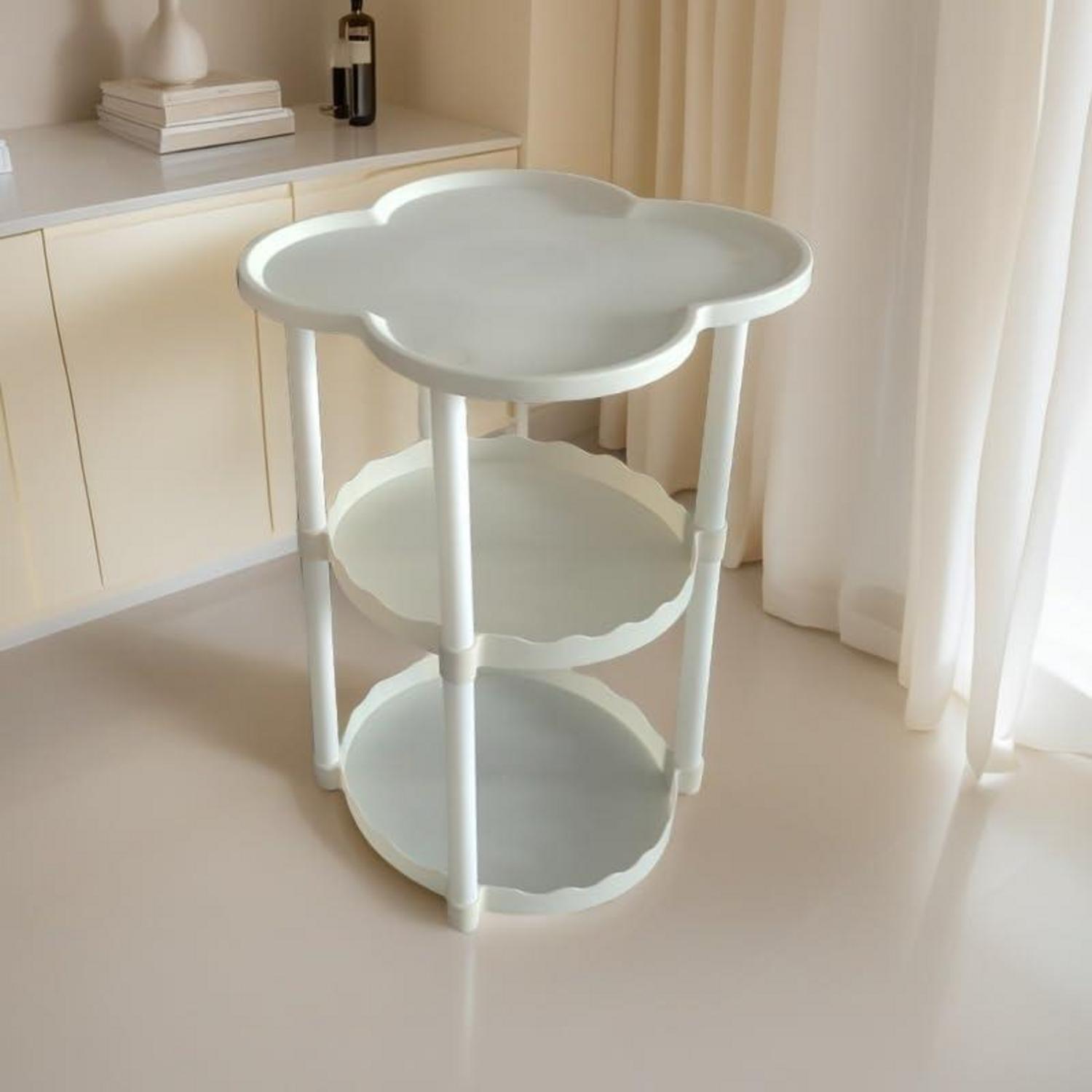 Weißer Beistelltisch 34cm Kleiner Runder Nachttisch für Schlafzimmer