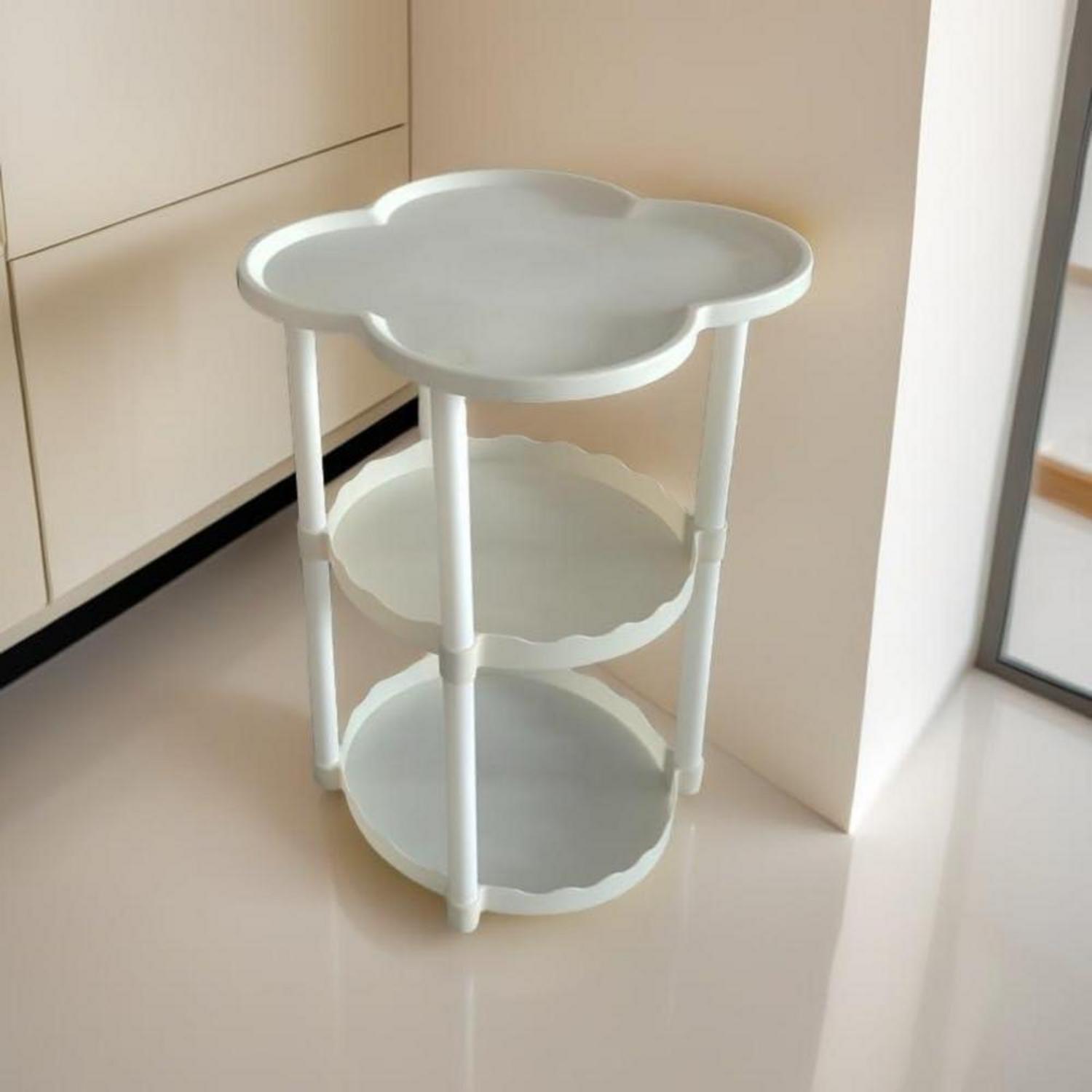 Weißer Beistelltisch 34 cm rund für Schlafzimmer und Wohnzimmer