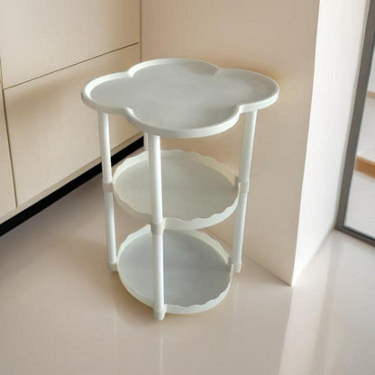 Weißer Beistelltisch 34 cm rund für Schlafzimmer und Wohnzimmer