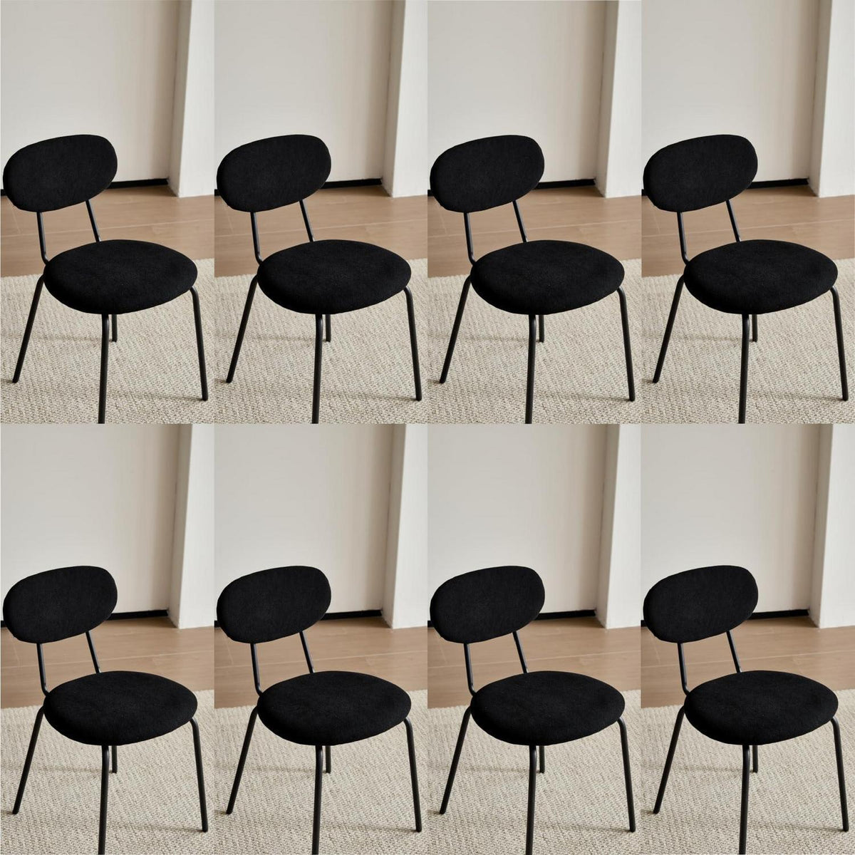 Moderner Esszimmerstuhl 8er-Set, Stapelbar & Gepolstert