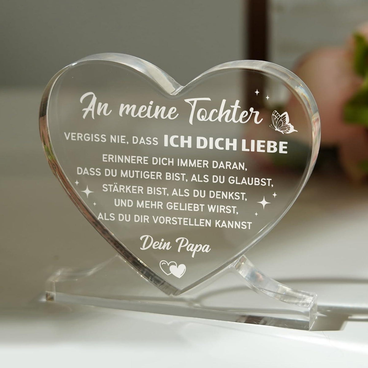 Herz-Deko Acryl - Geschenk für Tochter von Papa