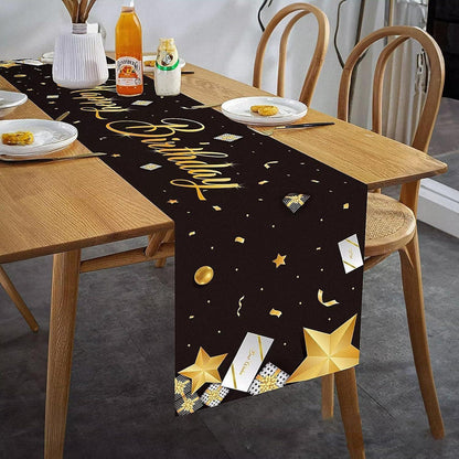 Tischläufer Geburtstag Deko Schwarz Gold Happy Birthday