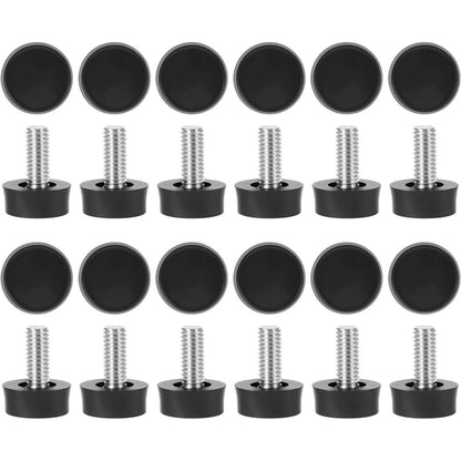 Verstellbare Möbelfüße M6 x 10mm, 24 Stück, Schwarz
