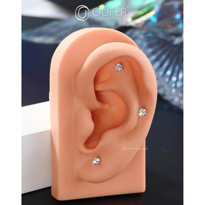 Helix Piercing 925 Silber 16G 6mm mit Zirkonia Innengewinde
