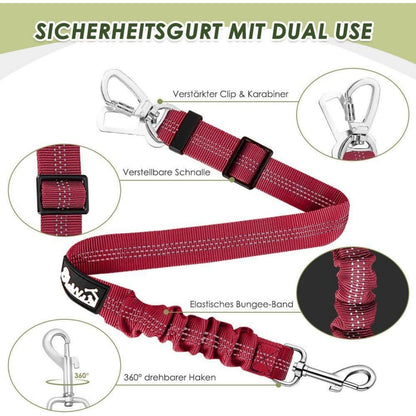 2x Hunde Sicherheitsgurt Auto – Elastische Ruckdämpfung & Verstellbar