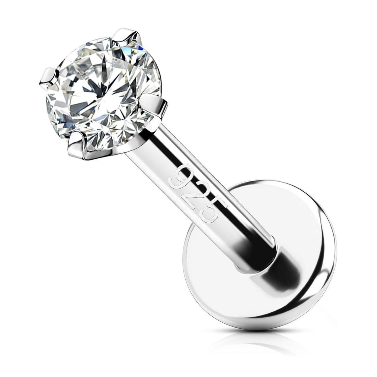Helix Piercing 925 Silber 16G 6mm mit Zirkonia Innengewinde