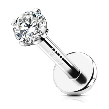 Helix Piercing 925 Silber 16G 6mm mit Zirkonia Innengewinde