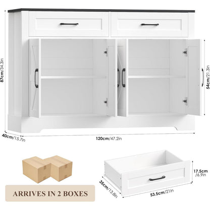 Sideboard Küchenbuffet Schwarz Weiß mit Schubladen & Türen