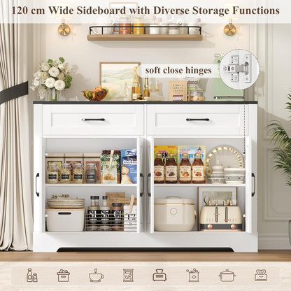 Sideboard Küchenbuffet Schwarz Weiß mit Schubladen & Türen