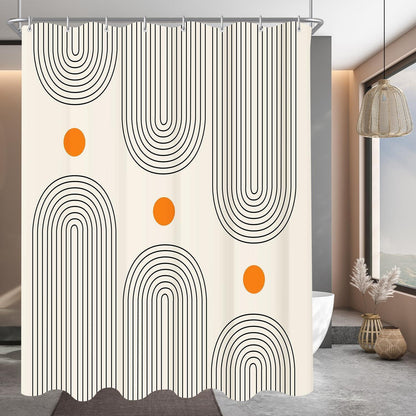 Duschvorhang Set Geometrische Kurve 120x200cm mit Haken