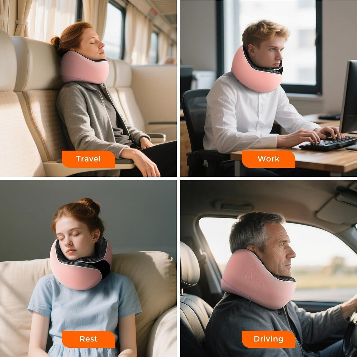 Reisekissen Memory Foam verstellbar mit Zubehör Rosa