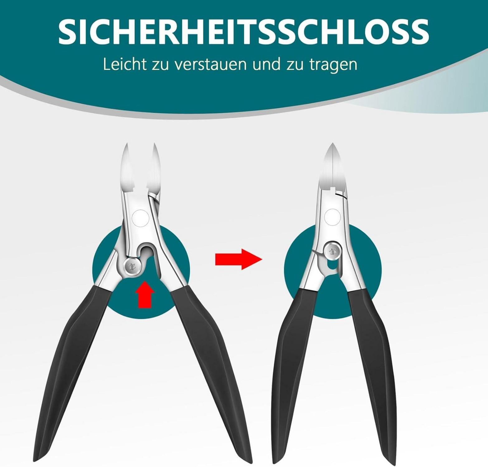 Präzise Edelstahl Nagelschere für Fuss- und Fingernägel, Schwarz