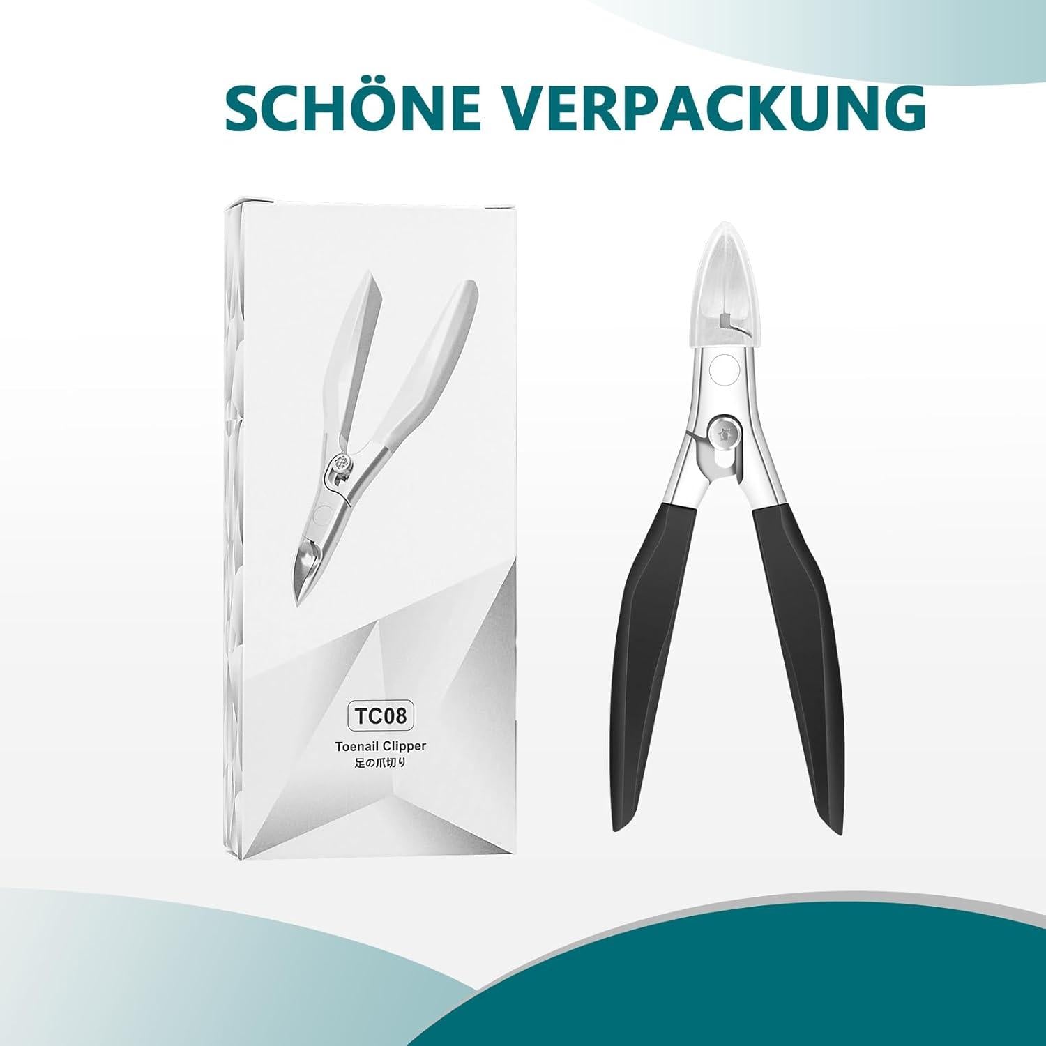 Präzisions-Nagelschere für Fuss- und Fingernägel, Edelstahl, Schwarz