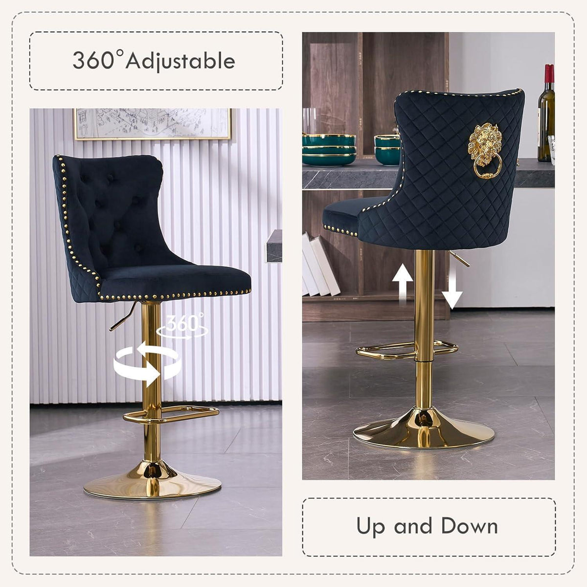 Samt Barhocker Set 4er – Höhenverstellbar, Modern & Elegant