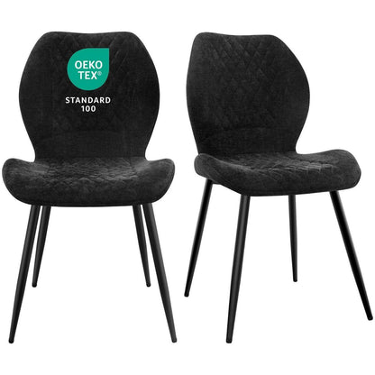 Gepolsterte Esszimmerstühle 2er Set – Modern & Ergonomisch Schwarz