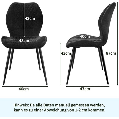 Gepolsterte Esszimmerstühle 2er Set – Modern & Ergonomisch Schwarz