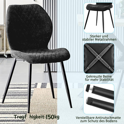 Gepolsterte Esszimmerstühle 2er Set – Modern & Ergonomisch Schwarz
