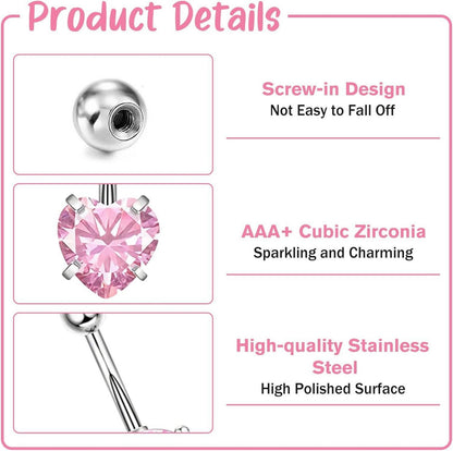 Idota 7er Set Bauchnabelpiercing Rosa Chirurgenstahl Strass 10mm