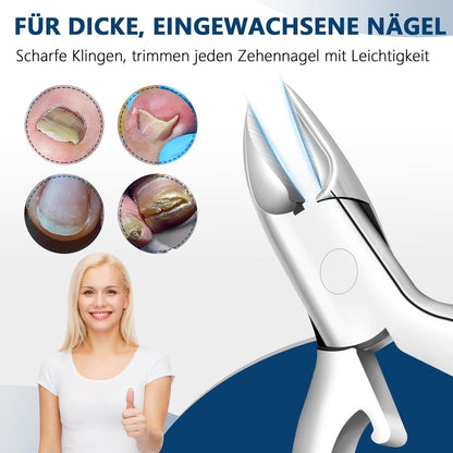 Professionelle Nagelschere für dicke Nägel, Edelstahl Nagelzange für Fuß- und Fingernägel