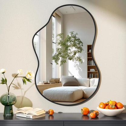 Asymmetrischer Wandspiegel Schwarz 60x90cm – Moderne Wanddekoration