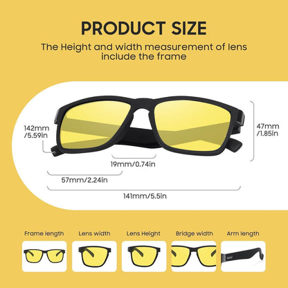 Perkanion Herren Sonnenbrille Polarisiert UV400 Gelb