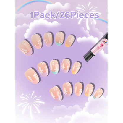 26er Set Kinder Aufklebe Nägel – Niedliche Blumen Design