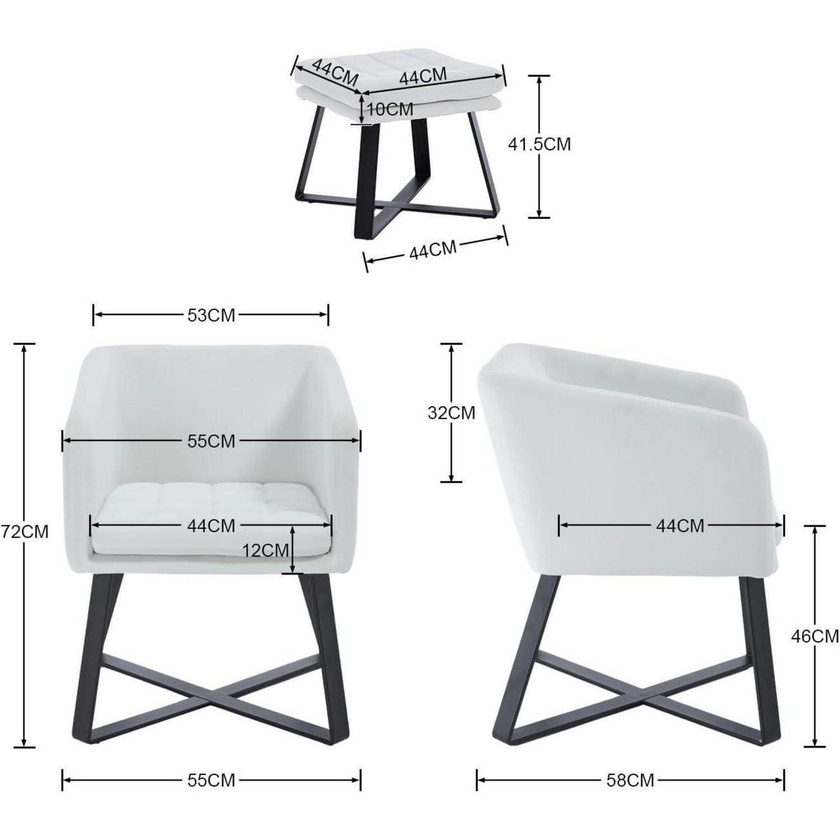 Vintage Samt Sessel mit Hocker – Loungesessel für Wohnzimmer