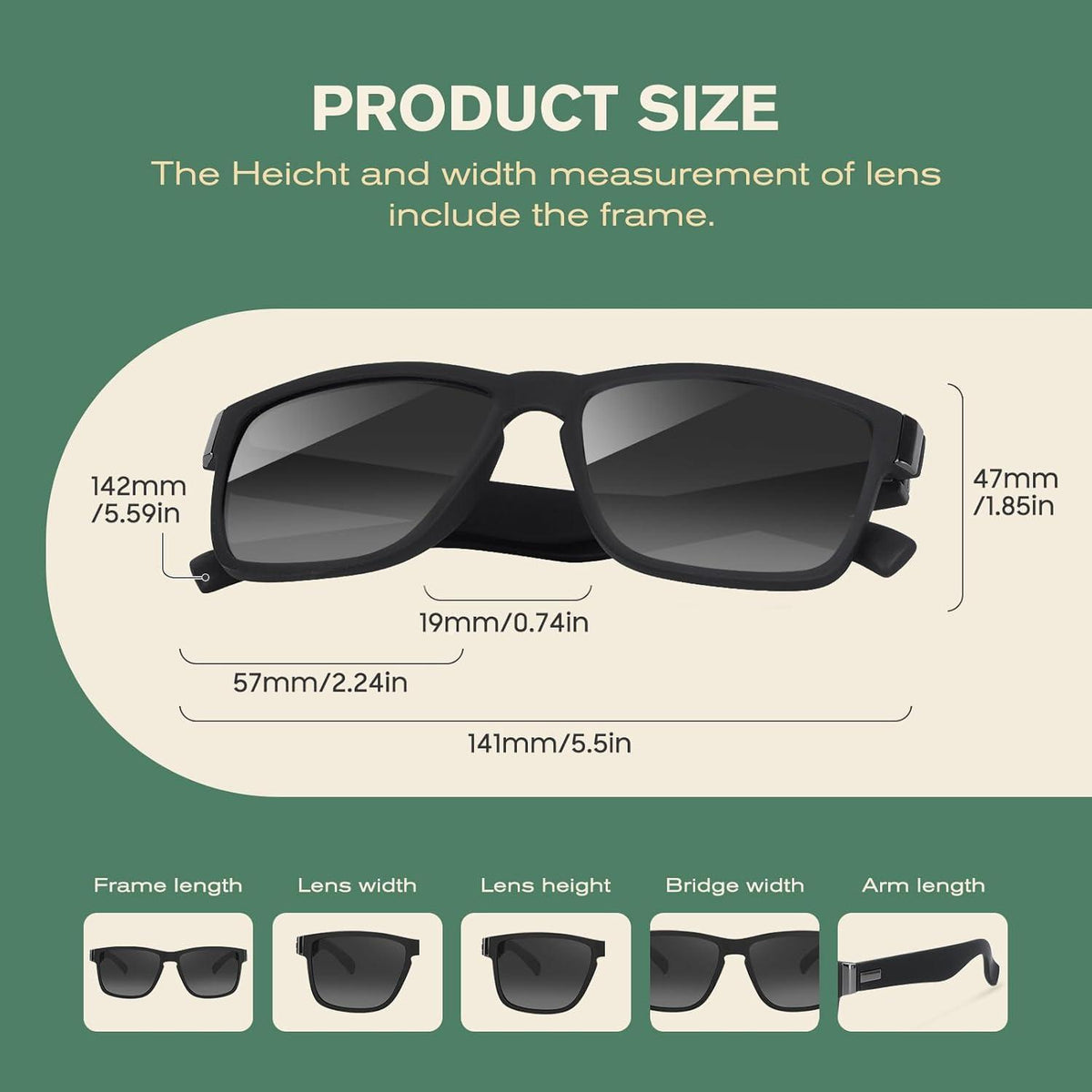 Polarisierte Sonnenbrille Herren UV400 mit HD Polar View, Space Grau