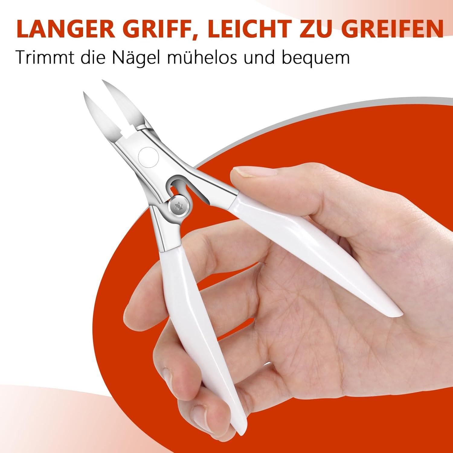 Präzise Nagelschere aus Edelstahl für Zehennägel – Weiß, gebogene