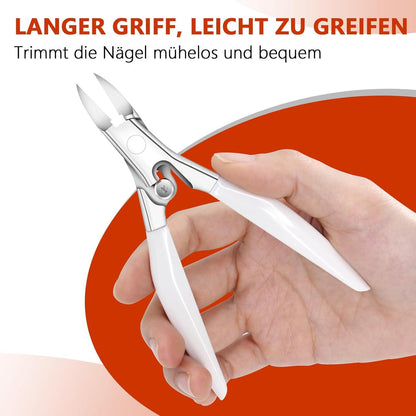 Präzise Nagelschere aus Edelstahl für Zehennägel – Weiß, gebogene
